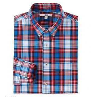 UNIQLO MEN Extra Fine Cotton Broadcloth Check Long Sleeve Shirt