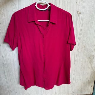 UNIQLO Pink Rayon Button Down Top