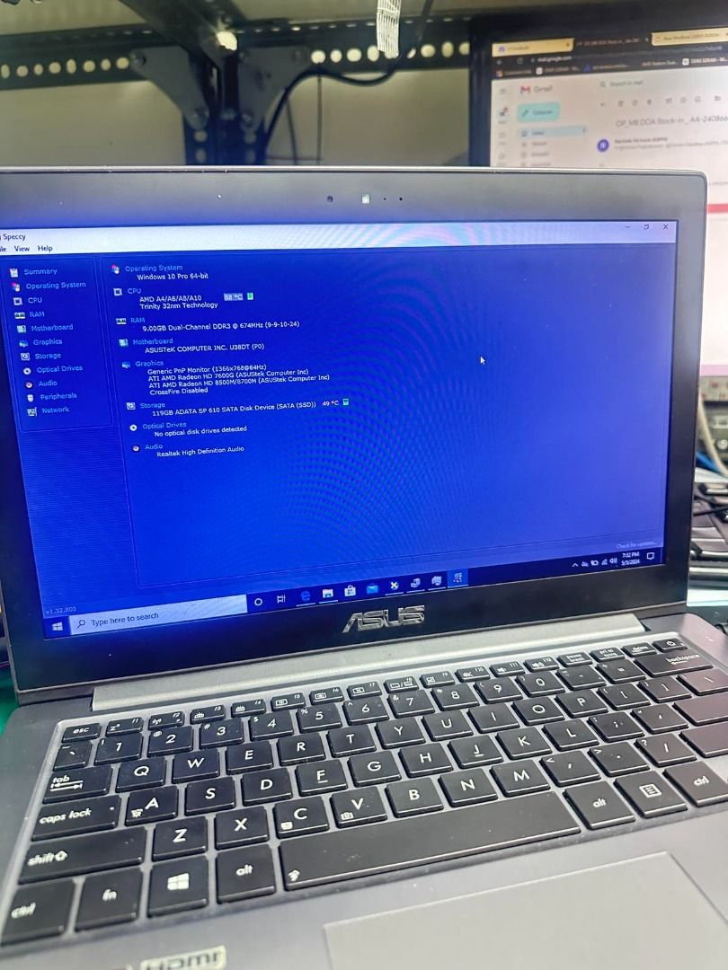 Used Asus U38D Notebook PC with Laptop Charger!! (Category: Laptop Bags & Sleeves) located in Quezon City. Submitted by parabellum_outlet (Listing ID 1301902796, Image 2). Description: OS: Windows 10 Pro 64-bit CPU: AMD A4/A6/A8/A10 Trinity 32nn Technology RAM: 9.00GB Dual-Channel DDR3 @ 674MHz (9-9-10-24) Motherboard: ASUSTeK Computer INC.U38DT (PO) Graphics: -Generic PnP Monitor (1366x768x64Hz) -ATI AMD Radeon HD 7600G (ASUStek Computer Inc) -A