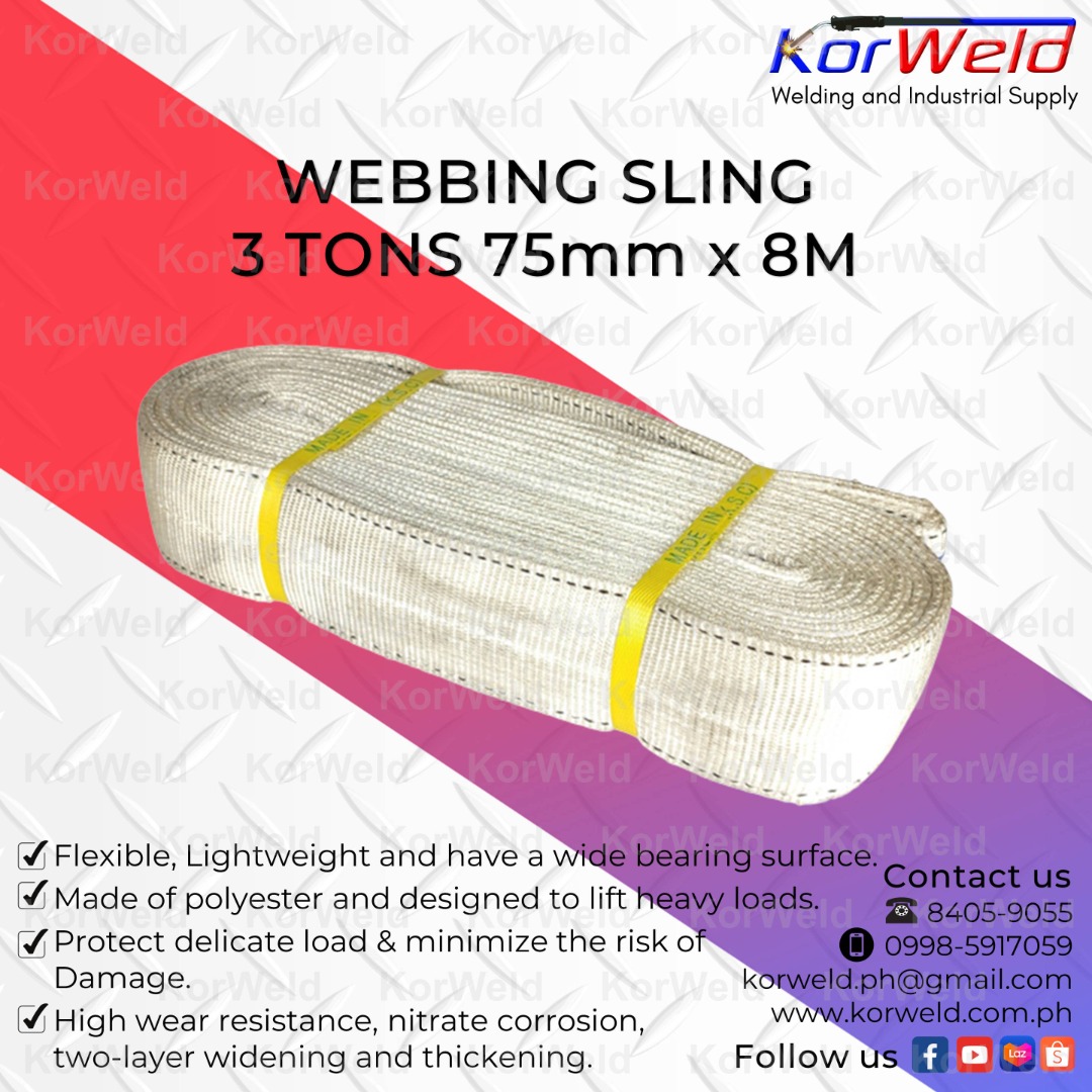 Webbing Sling 3 Tons 75mm x 8m, Commercial & Industrial, Construction ...