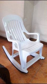 White Rocking Chair reclined reclining relaxing high back white plastic