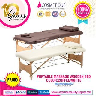 Wooden Massage Bed White Color