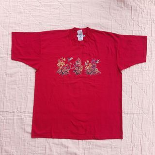 xl 3xl plus size flower printed tee shirt in fuchsia pink preloved