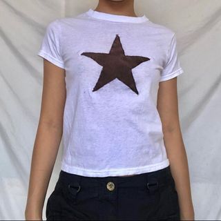 Y2K star patched baby tee