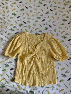 Yellow Puff Sleeves Blouse