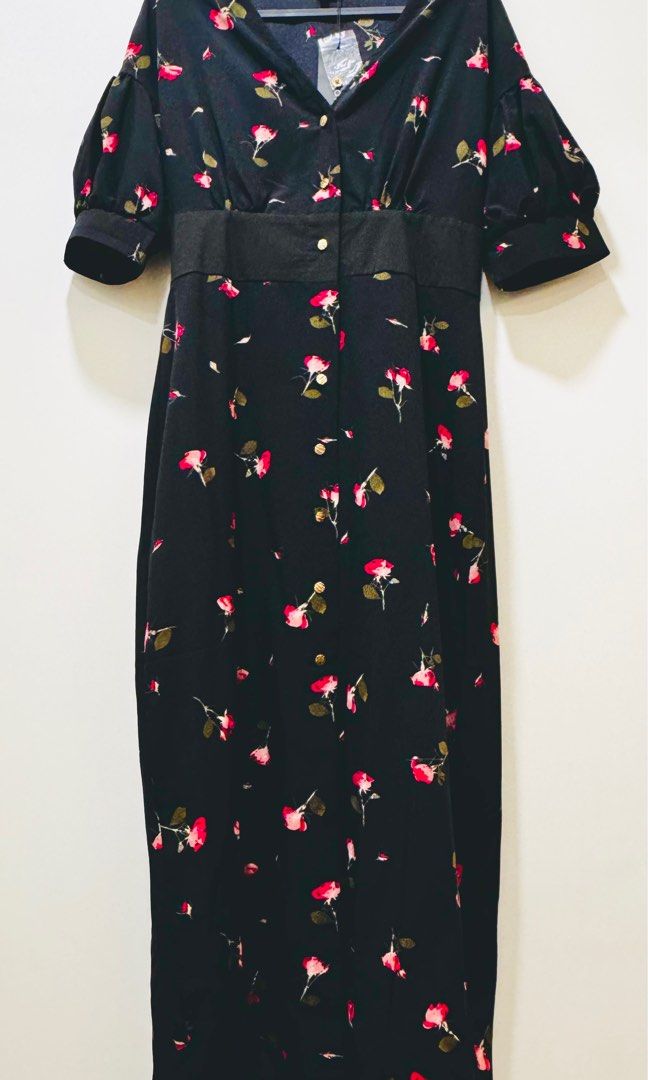 Zalora Puff Sleeves Button Down Dress New Women s Fashion Dresses Sets Dresses on Carousell