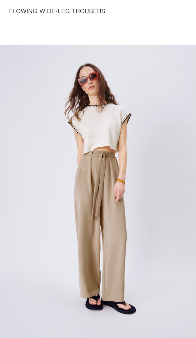 Zara Flowing Wide Leg Trousers Pants Women s Fashion Bottoms Other Bottoms on Carousell