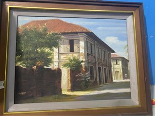 1987 Earlyworks of Fidel Sarmiento Oil on canvas painting old house