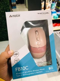 ✅✅A4Tech Fstyler FB10C Rechargeable Bluetooth & 2.4ghz Wireless Mouse Baby Pink