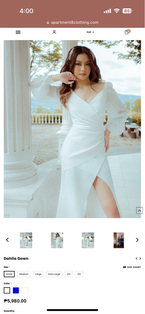 Apartment Eight Dahlia Gown (Category: Dresses) located in Caloocan City. Submitted by usforless (Listing ID 1302115793, Image 3). Description: Used once for a formal event Bought for ₱5,980 Color: Midnight blue Size: L ( pls refer to size chart) Sophisticated gown with drape details and chiffon sleeves..