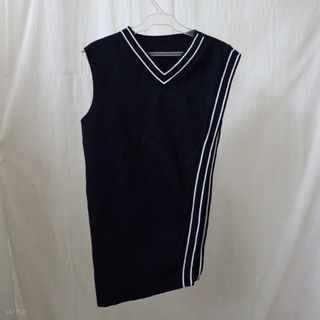 Asymmetrical Navy Blue Vest