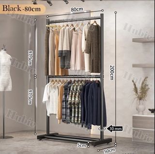 Black Double Layer Clothing Clothes Rack
