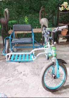 Blue bike with sidecar with FREE red single bike for kids