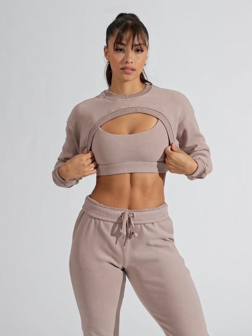 BNWT Buffbunny Cloud Bolero Shrug in Taupe size M like Alphalete Lululemon authentic
