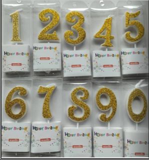 Candle - Shiny Number with Glitters (sold per piece)