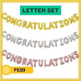Congratulations Letter SET 16 inches Gold Silver Rose Gold