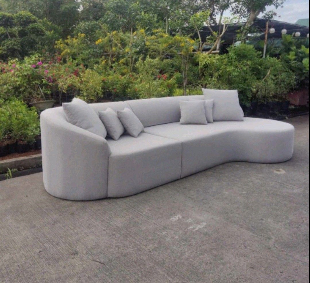 RUSH! CURVE SOFA (85K) (Category: Sofas) located in Quezon City. Submitted by tetil22365 (Listing ID 1302151048, Image 2). Description: CURVE SOFA - 85k - Solid Mahogany wood frame in wood stain finish - Seat and backseat in Uratex Foam. - upholstered in Larry's Fabric(stain resistant) Dimensions: W3300mm D1050mm H1700mm Price Negotiable RFS: size is big for our living area SHipping fee: c/o buyer.