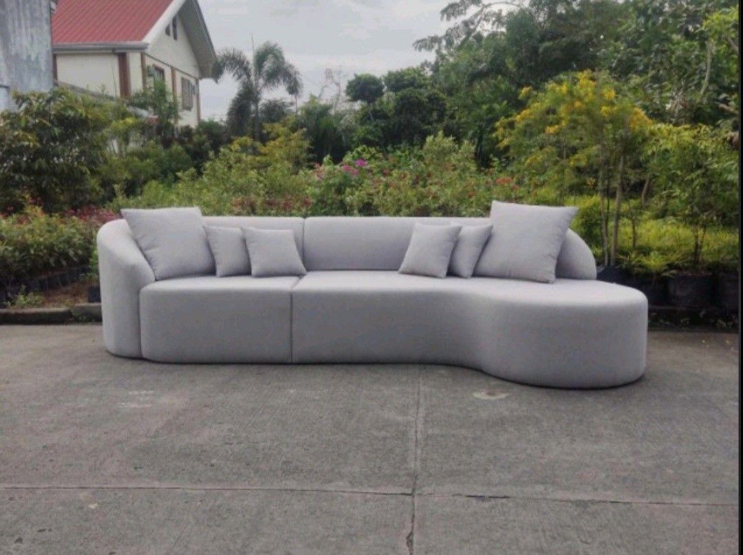 RUSH! CURVE SOFA (85K) (Category: Sofas) located in Quezon City. Submitted by tetil22365 (Listing ID 1302151048, Image 1). Description: CURVE SOFA - 85k - Solid Mahogany wood frame in wood stain finish - Seat and backseat in Uratex Foam. - upholstered in Larry's Fabric(stain resistant) Dimensions: W3300mm D1050mm H1700mm Price Negotiable RFS: size is big for our living area SHipping fee: c/o buyer.