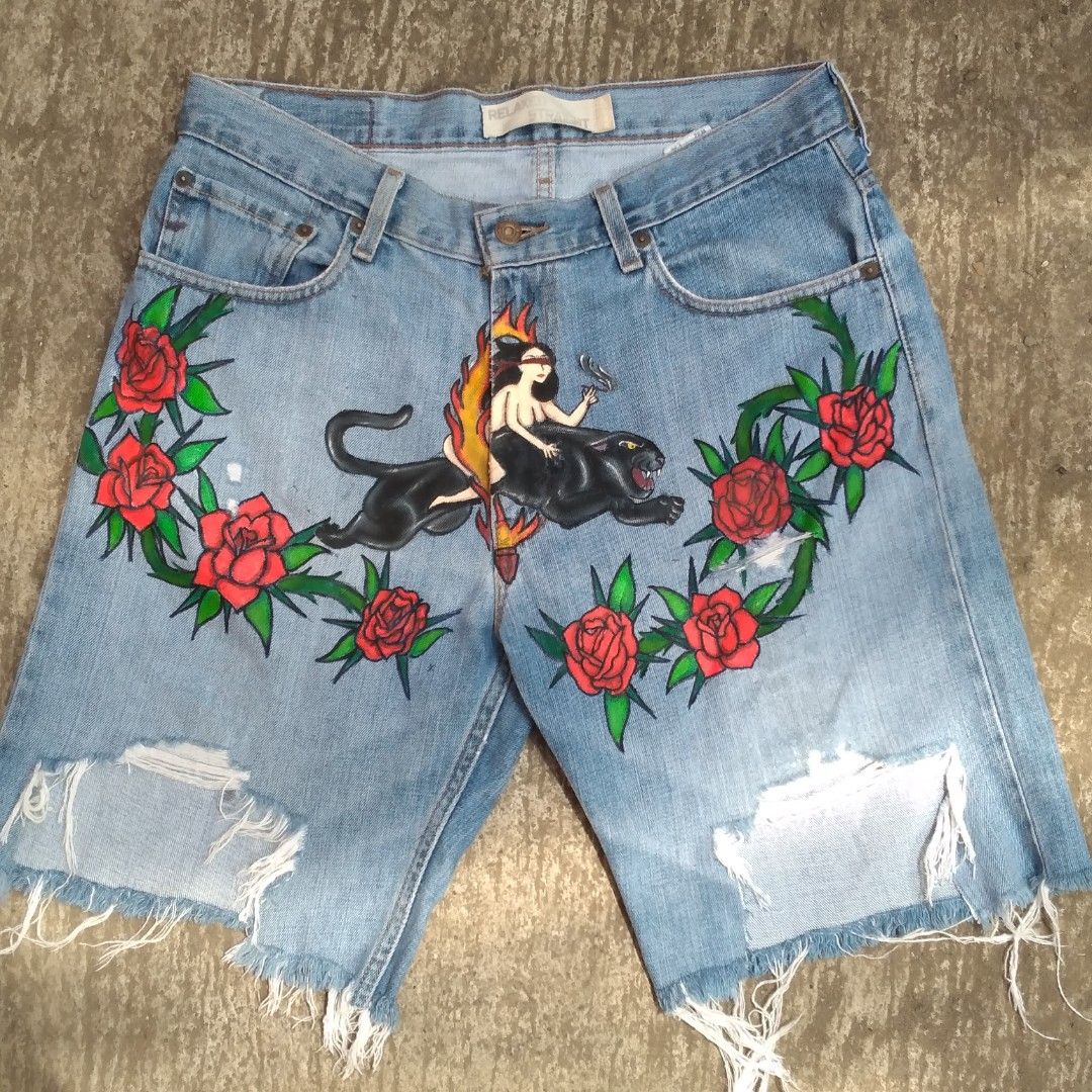 custom made levis ripped jorts, Men's Fashion, Bottoms, Shorts on Carousell