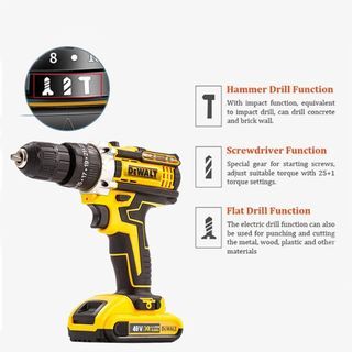 Dewalt Cordless Electric Drill Wireless Hammer with 48V Li-on Batteries Power Tools Multifunctional