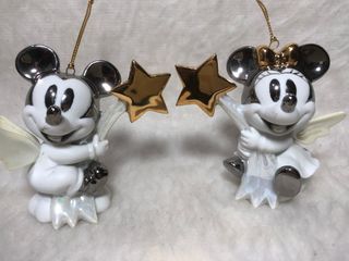 Disney Angel Mickey & Minnie Porcelain Decoration - Set of 2