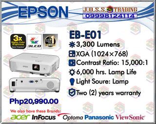 Epson EB-E01 XGA 3LCD Projector - 3300 ANSI Lumens