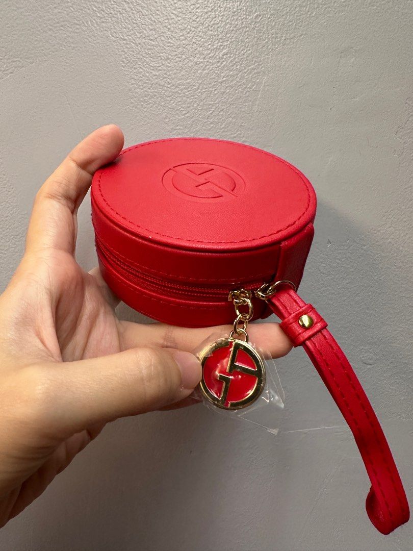 Giorgio Armani Beauty Red Round Pouch, Luxury, Accessories on