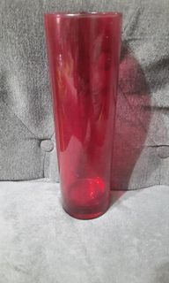 Glass vase decor red 10x3"