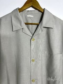 GU BY UNIQLO Gray Oversized Polo Open Collar Shortsleeves