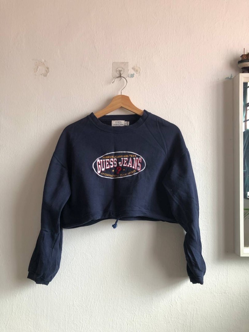 Guess long sleeve crop top clearance