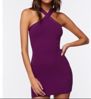 Halter Mini Dress in Purple Violet