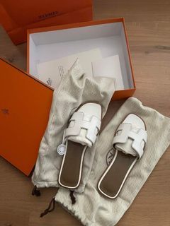 Hermes Oran White Sandals (Size 35)