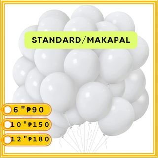 Ｗhite Plain Balloon Standard Makapal Ordinary Outdoor Size 6. 10, 12 inches 100pcs