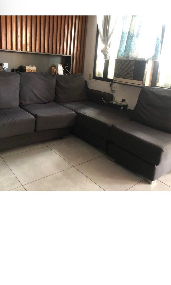 L Shape Sofa/Couch (Category: Sofas) located in Manila. Submitted by artsygunda (Listing ID 1302201227, Image 2). Description: GUC L shape sofa Navy Blue 3pc sofa set -- Measurements on Photos Bought at SM Home for 28K Please message for current photo. Rfs: need to replace to smaller couch.