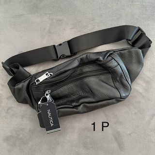 Nautica Leather Belt Bag Long Zipper Black