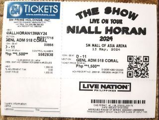 Niall Horan Live on The Show concert ticket May 13, 2024