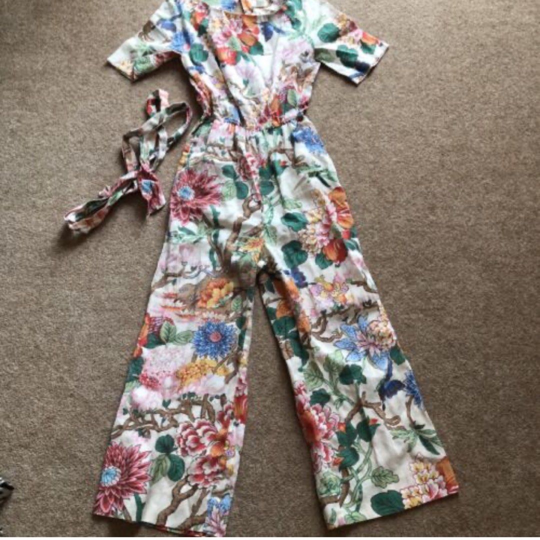 NWT GP J Baker X H M Floral Print Short Sleeves Jumpsuit Women s Fashion Dresses Sets Jumpsuits on Carousell