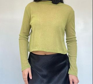 The Velour olive mesh top