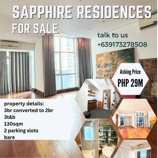 **one away** Sapphire Residences - 7th 3br converted to 2br 2 parking for sale
