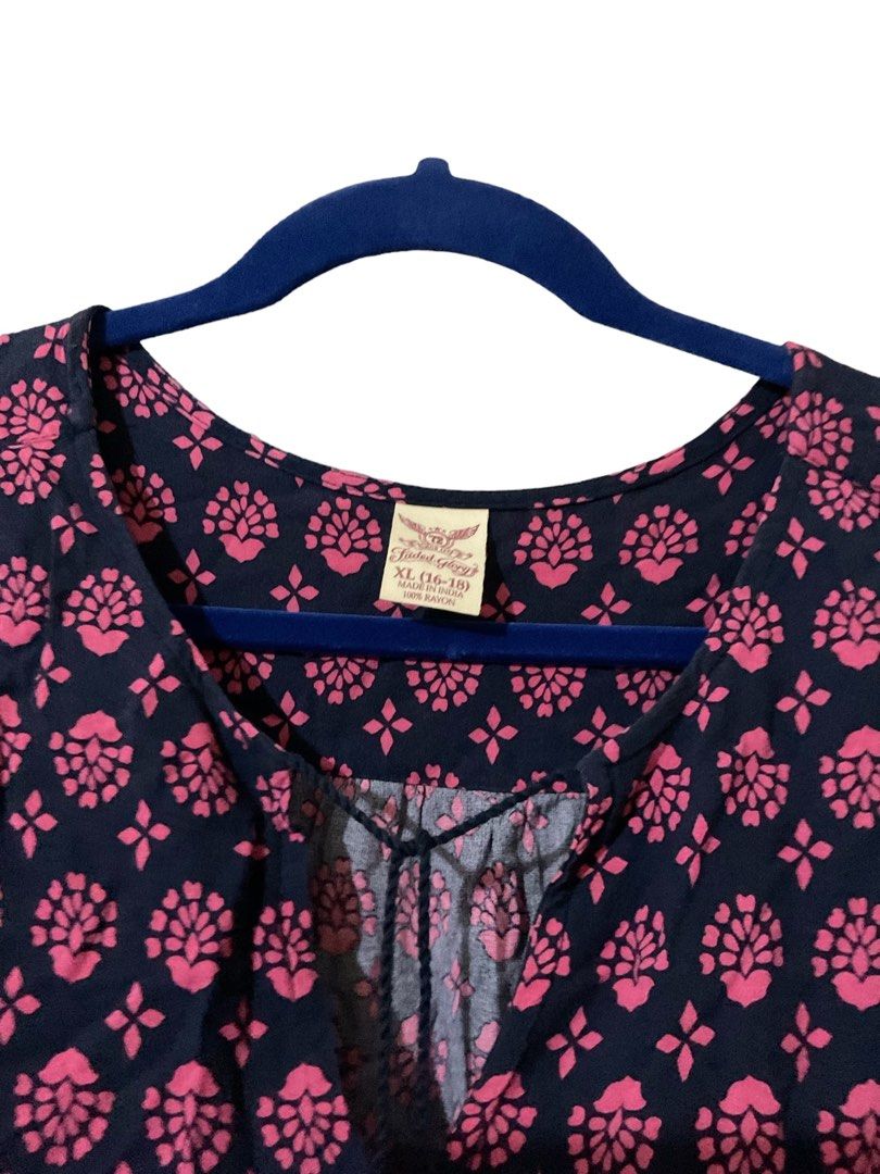 Plus size faded glory 2xl summer long sleeve dress pink blue boho Women s Fashion Dresses Sets Dresses on Carousell