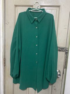 PLUS SIZE OFFICE BLOUSE GREEN