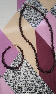 Real garnet necklace and bracelet set