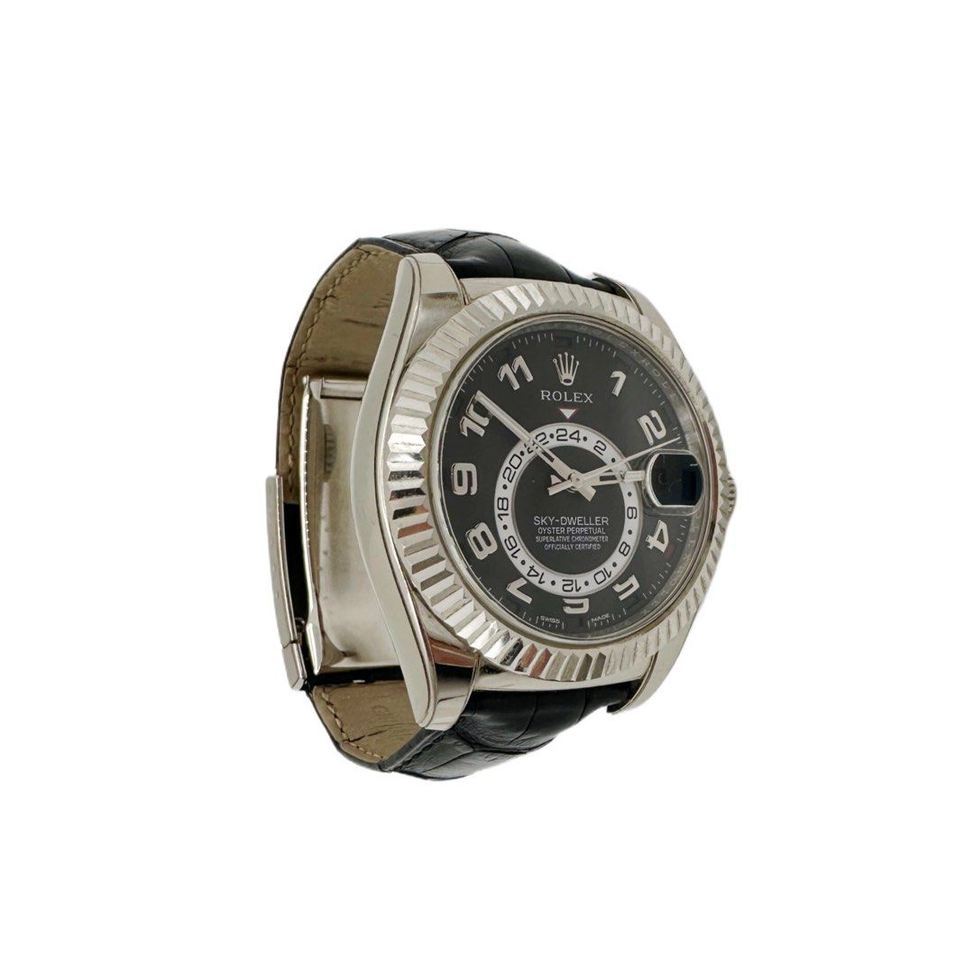 Rolex Sky dweller 326139 white gold black dial (Category: Watches) located in Singapore. Submitted by kimwatch_sg (Listing ID 1302120673, Image 2). Description: Model no : 326139 Box and Papers : Yes Dated : Nov 2016 Gender : Gents Condition : Preowned Crystal : Sapphire crystal Bezel : 18k white gold Case Material : 18k white gold Case Size : 42.0mm Case Back : Close Dial : Black Bracelet Material : Leather Buckle : Folding Function : Annual Cal