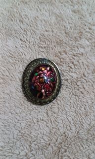 Rose inlay brooch pin vintage