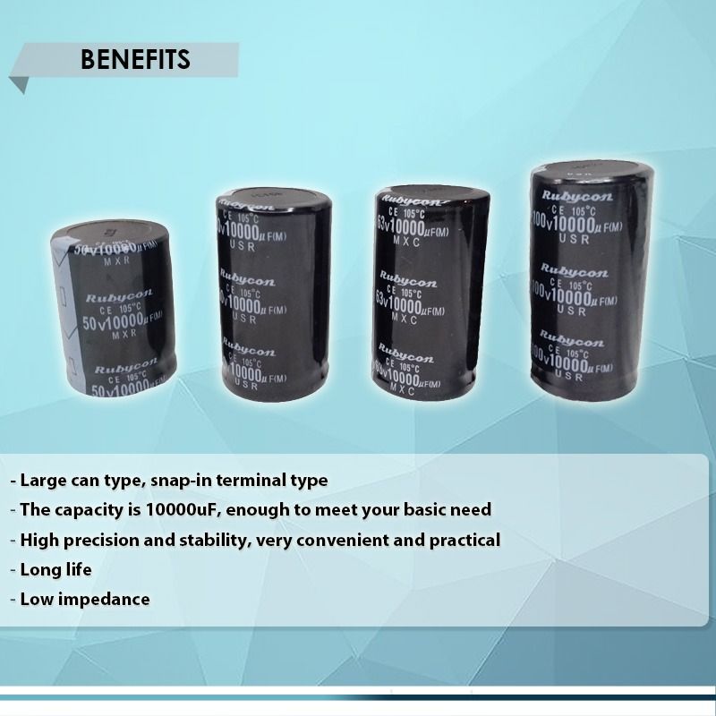 RUBYCON ELECTROLYTIC CAPACITOR 10000UF (1-PC per ORDER), BEST FOR AMPLIFIER REPAIR (Category: Electrical, Adaptors & Sockets) located in Quezon City. Submitted by besteinpc (Listing ID 1301417161, Image 3). Description: RUBYCON ELECTROLYTIC CAPACITOR 10000UF (1-PC per ORDER), BEST FOR AMPLIFIER REPAIR FEATURES: Variation: 👉a. 10kUF 50v 👉b. 10kUF 63v 👉c. 10kUF 80v 👉d. 10kUF 100v 👉Brand: Rubycon Electrolytic Capacitor 👉Microfarad: 10kUF BENEF