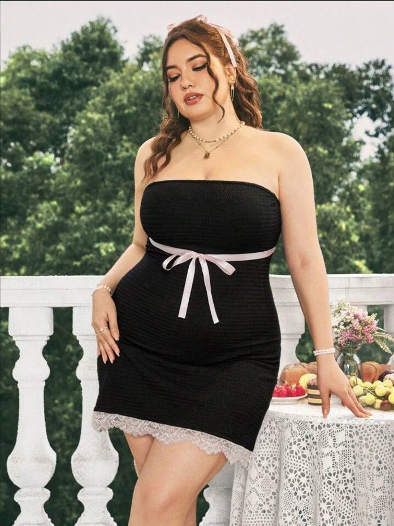 SHEIN Plus Size Black Strapless Dress (Category: Dresses) located in Angeles City. Submitted by tan.sofiaa (Listing ID 1302097400, Image 1). Description: RFS: Too big sa bust area and lengthy siya for my height Originally bought for Php 450.