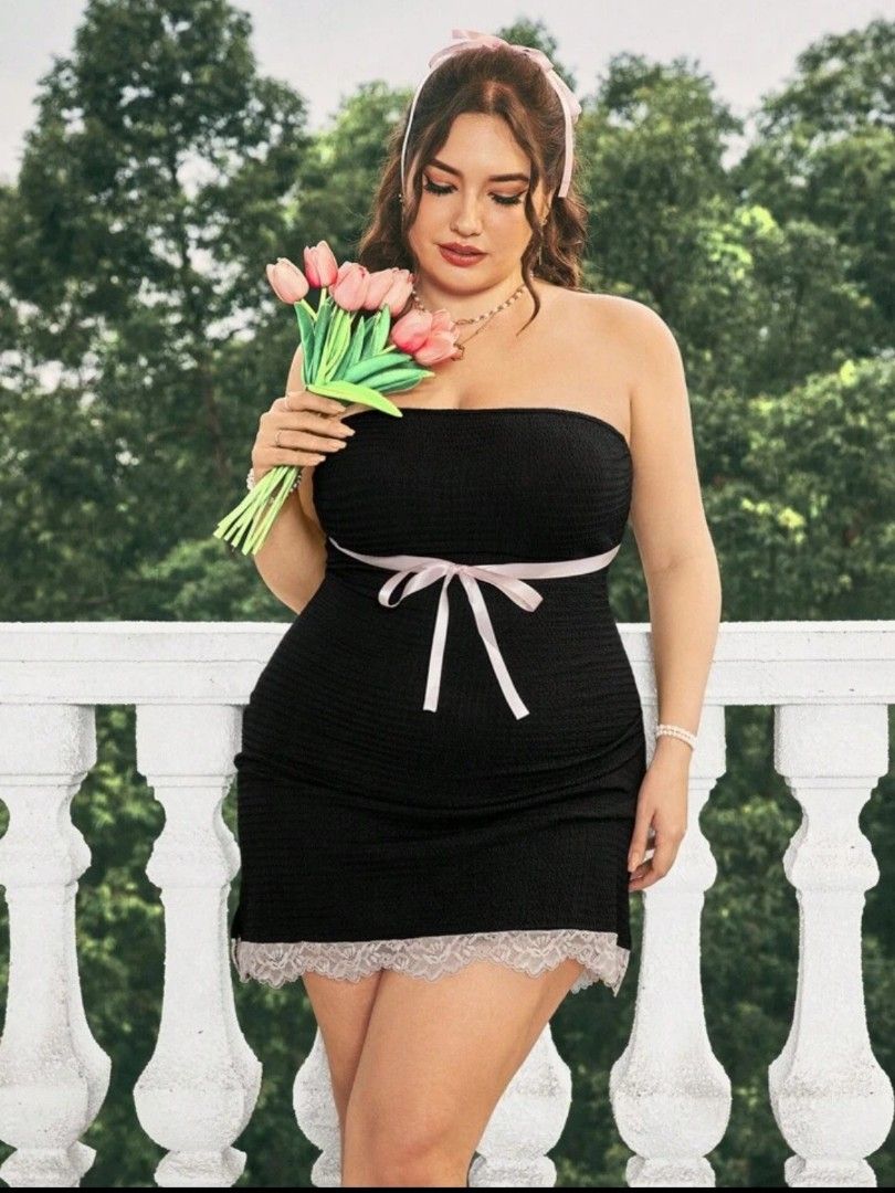 SHEIN Plus Size Black Strapless Dress (Category: Dresses) located in Angeles City. Submitted by tan.sofiaa (Listing ID 1302097400, Image 2). Description: RFS: Too big sa bust area and lengthy siya for my height Originally bought for Php 450.