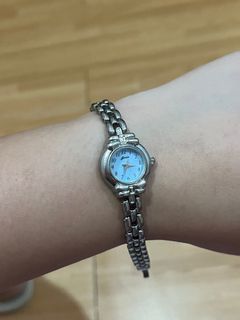 Silver and blue dainty coquette watch