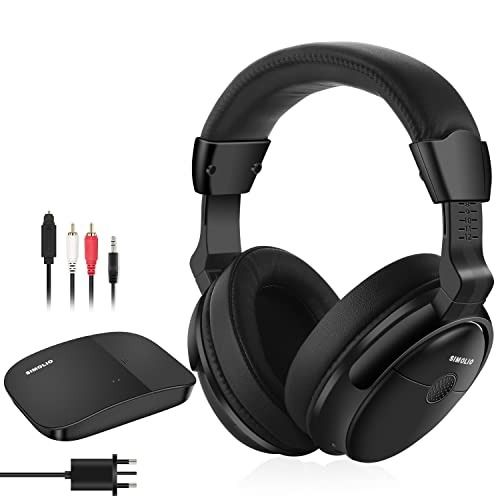 SIMOLIO Wireless TV Headphones for Seniors and Hard of Hearing 2.4GHz Over Ear Digital Wireless Headsets for TV Listening Optical RCA AUX No Pairing 100 feet Range SM 825D Pro 15888 Health Nutrition A...