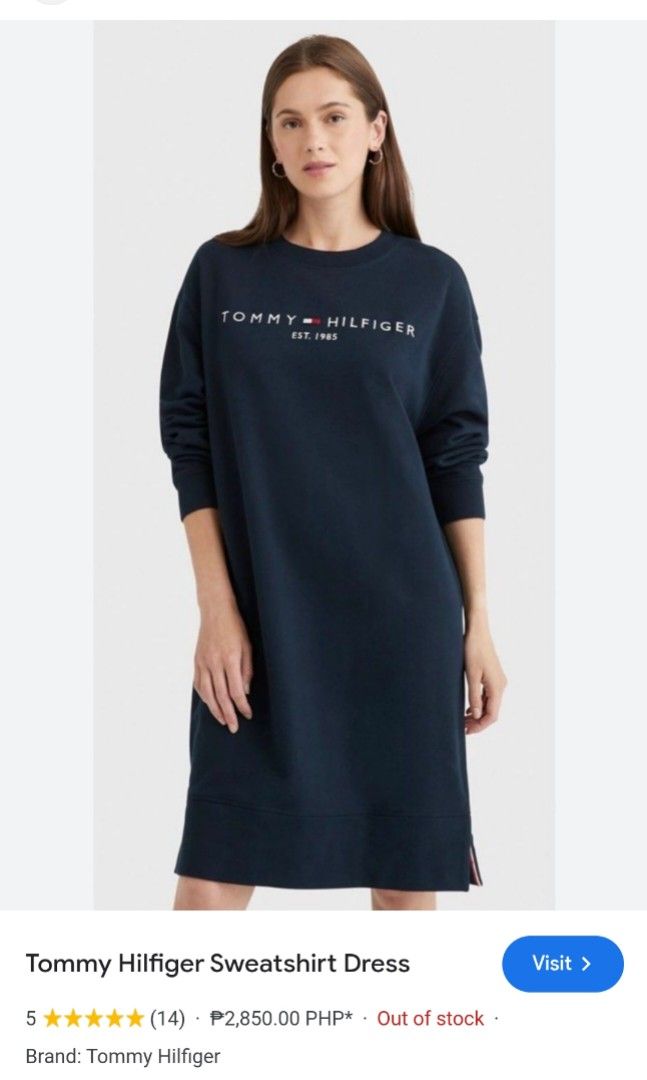 tommy hilfiger ladies' sweatshirt dress Tommy Jeans Crest Logo Sweatshirt Dress